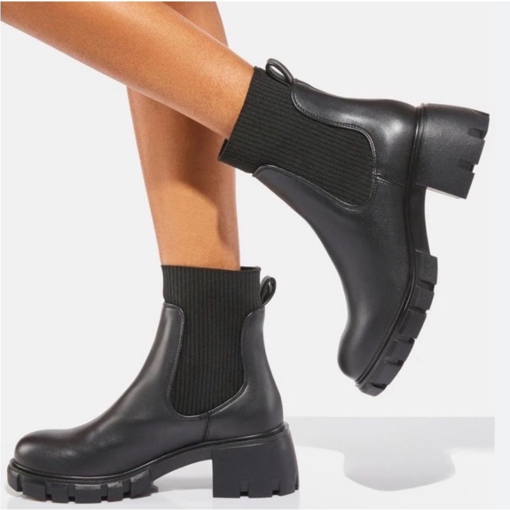 Steve Madden Combat Chelsea Boots with Knit Collar